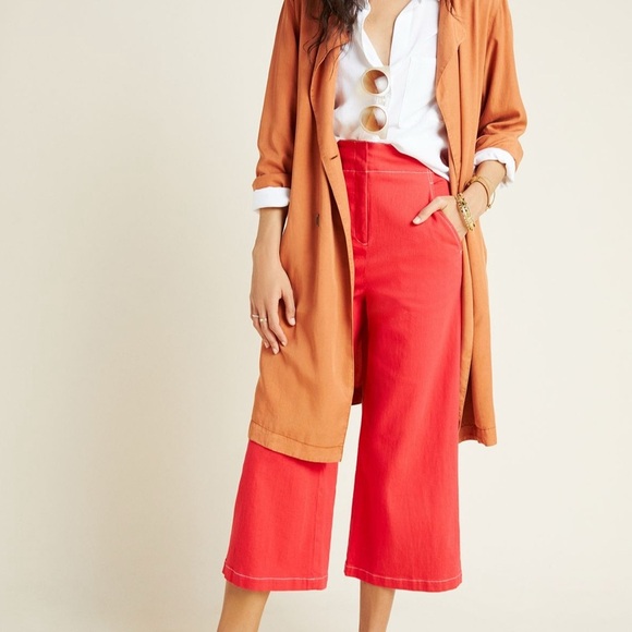 Anthropologie ASTR Nixon Cropped Wide-Leg Strawberry Red L Casual Elegant - Picture 2 of 12
